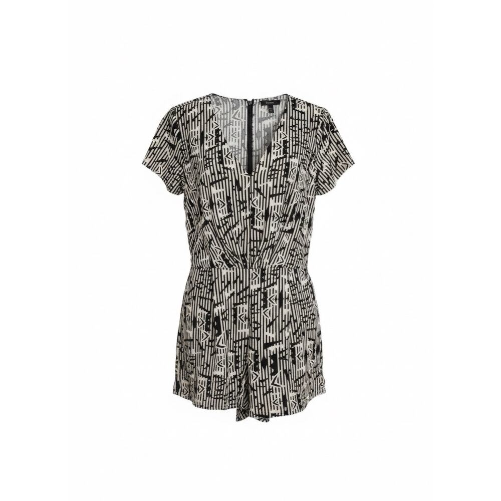 Forever 21 Size S Black & White Abstract Cityscape Romper